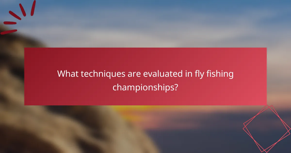 What techniques are evaluated in fly fishing championships?
